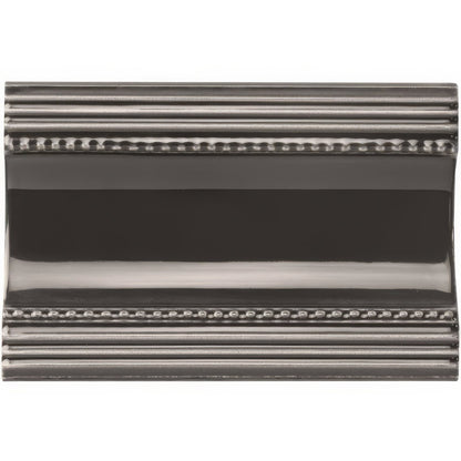 Charcoal Grey Plain Cornice Ceramic Wall Tile 152x75mm