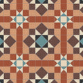 Chatsworth terracotta and cream geometric patterned floor tile with teal accents in black blue brown buff red and white colors