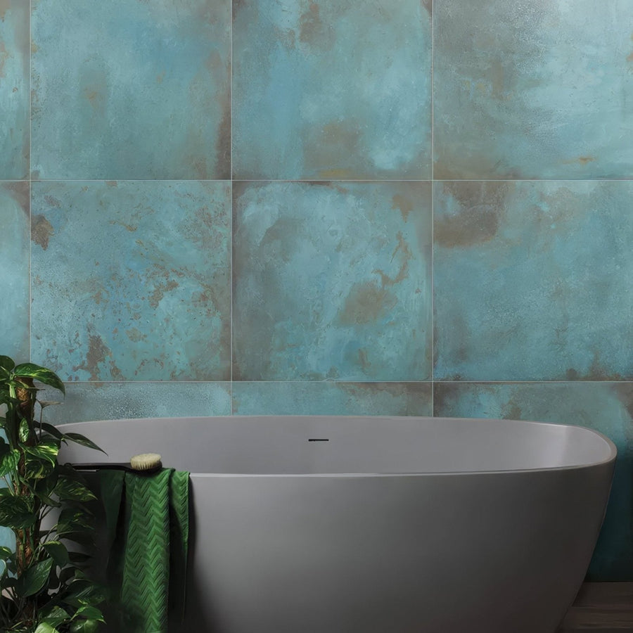 Modern freestanding bathtub chemistry porcelain verdigris 80 x 80cm with smooth matte gray finish
