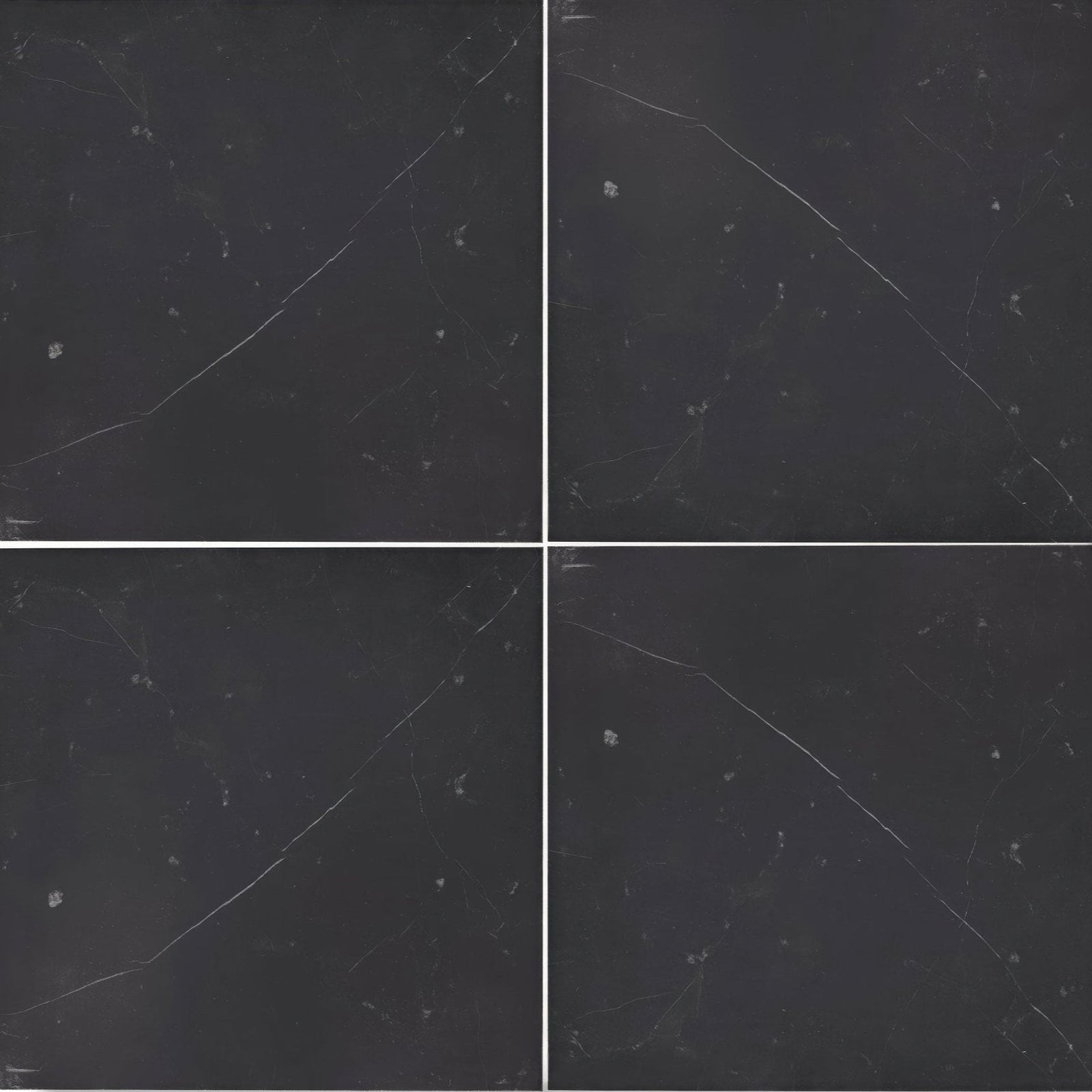 Dark gray chequers court black marble tiles with subtle white veining for elegant interior flooring and wall design