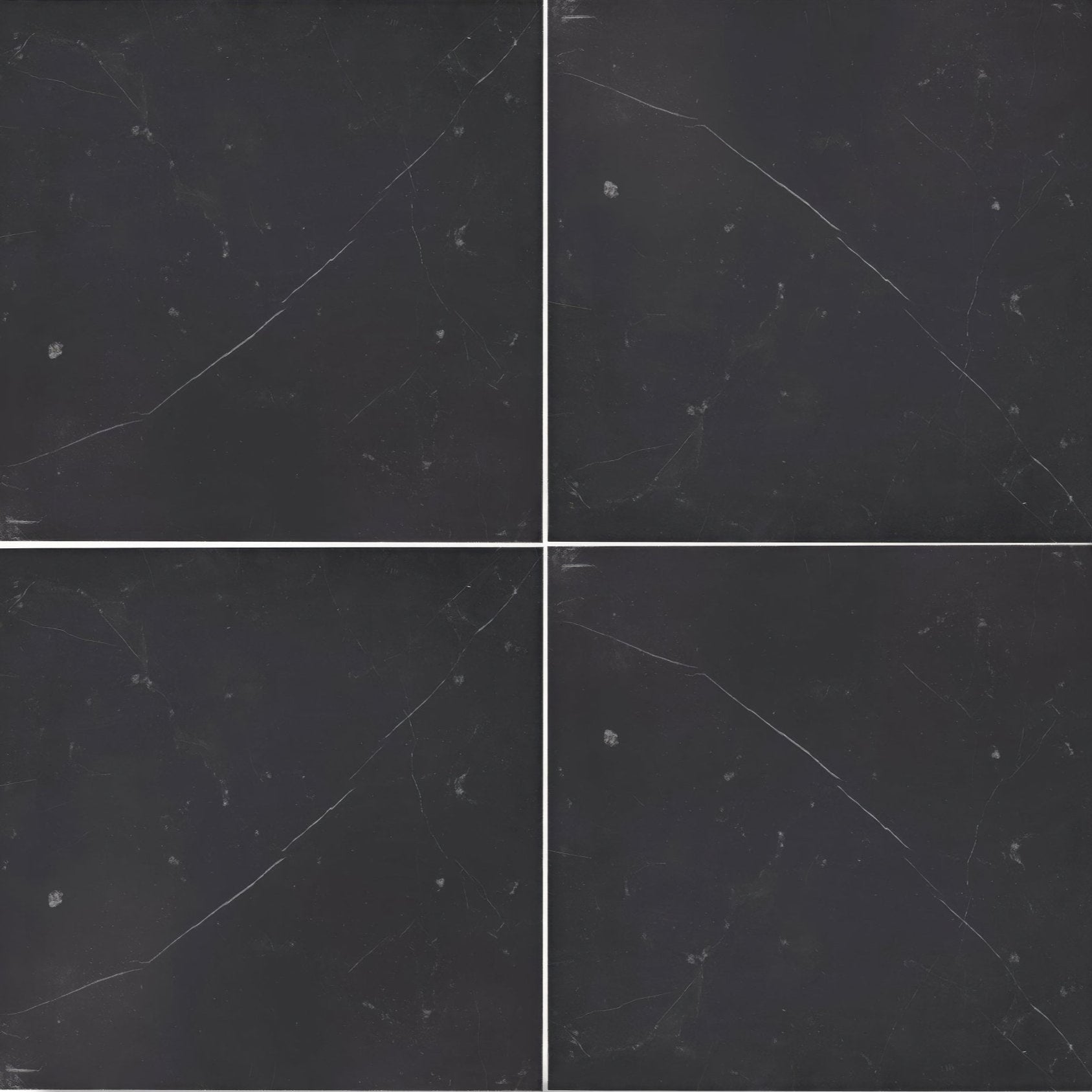 Dark gray chequers court black marble tiles with subtle white veining for elegant interior flooring and wall design