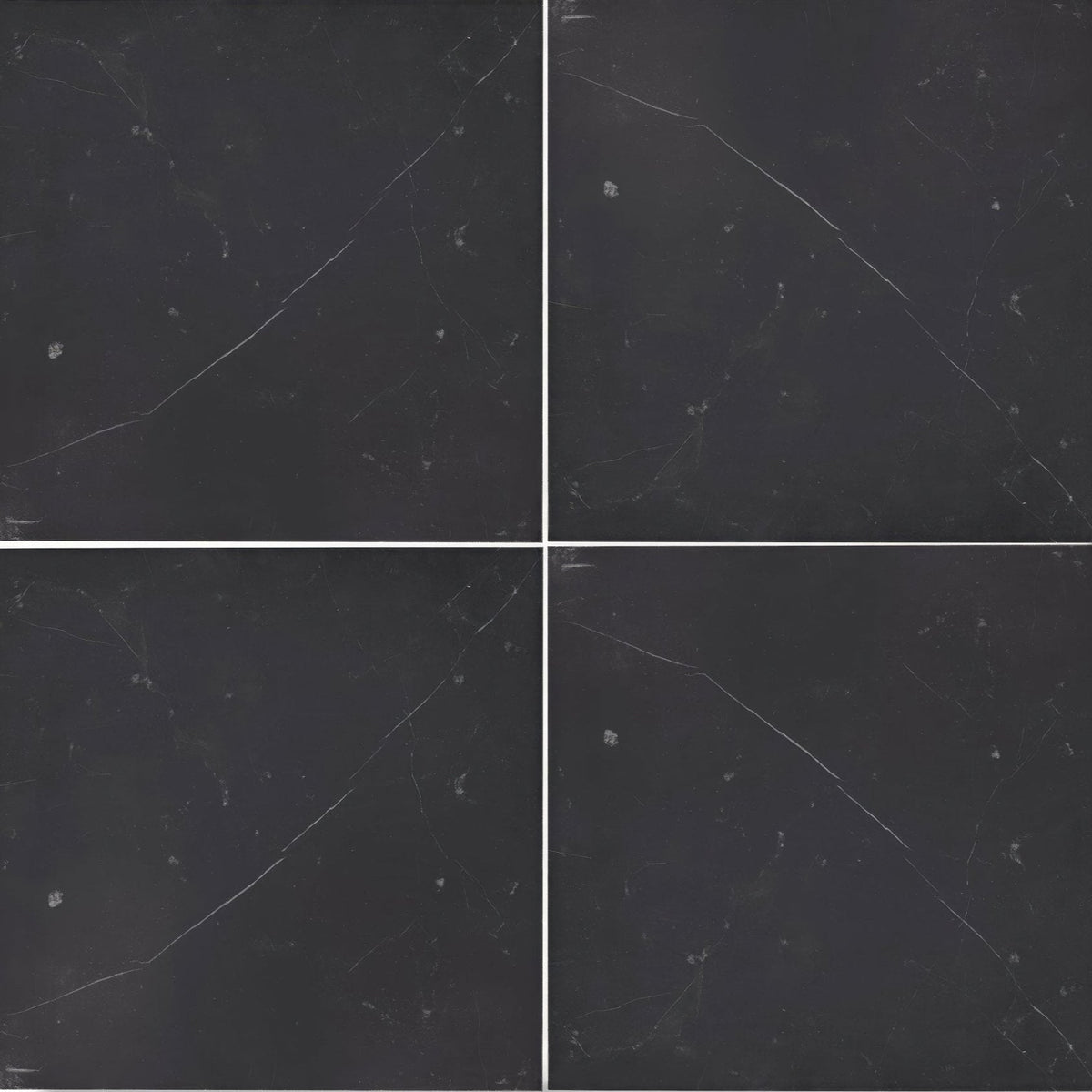 Dark gray chequers court black marble tiles with subtle white veining for elegant interior flooring and wall design