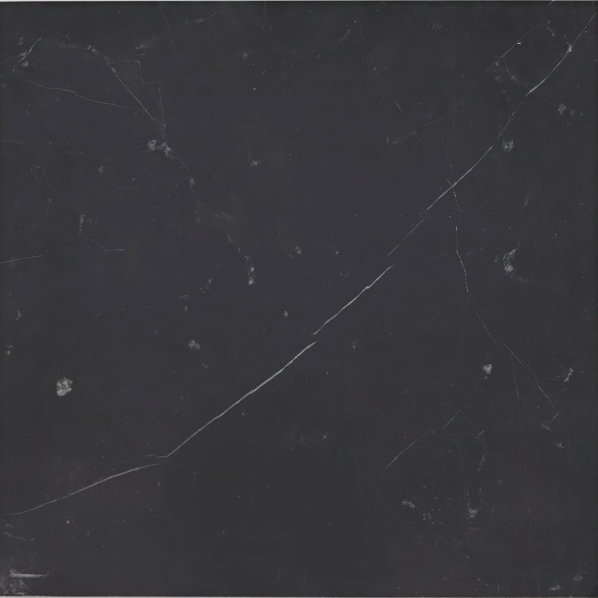 Dark gray chequers court black marble tile with subtle white veining for elegant flooring and wall applications