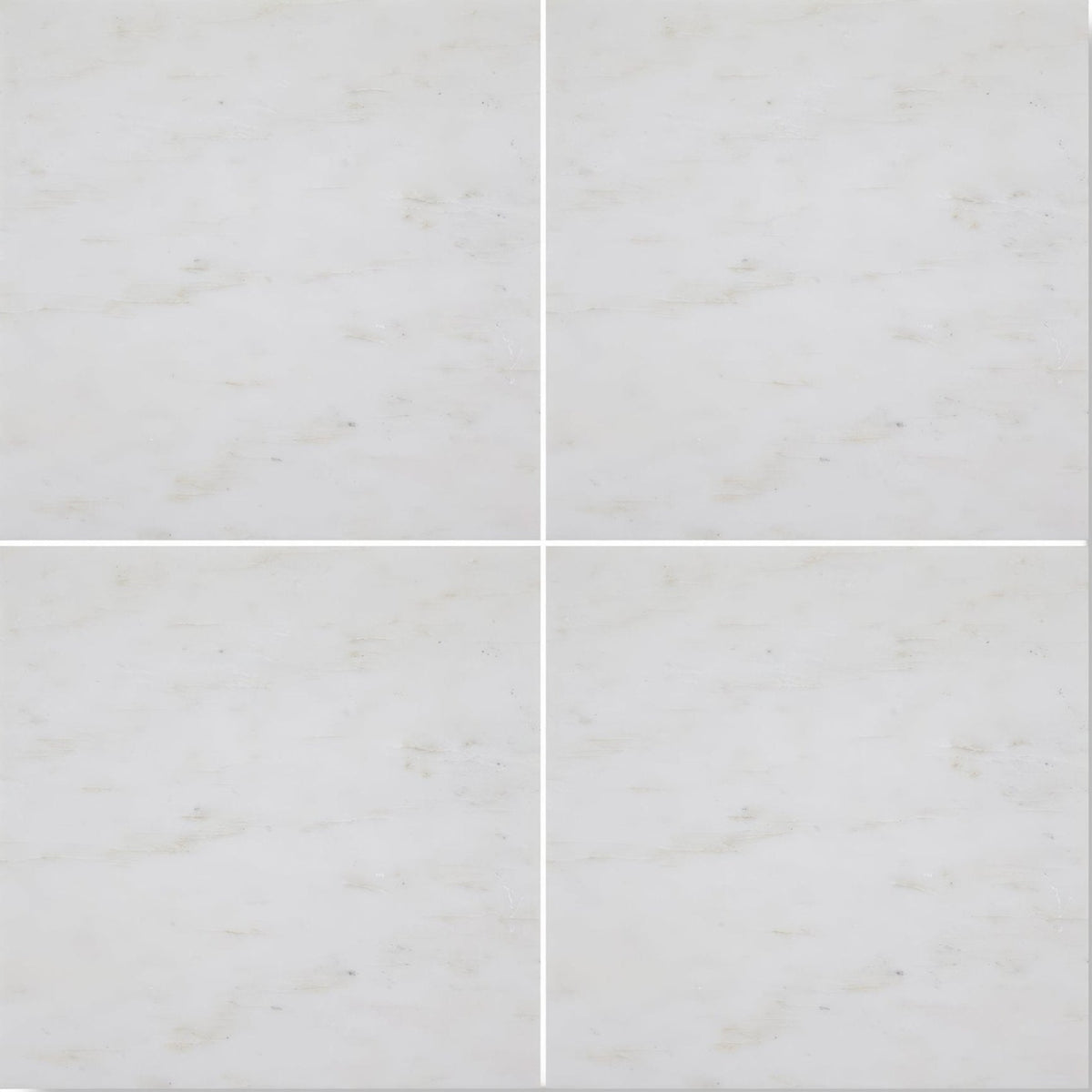 Chequers Court white marble square tiles with subtle gray veining featuring a marble-effect finish