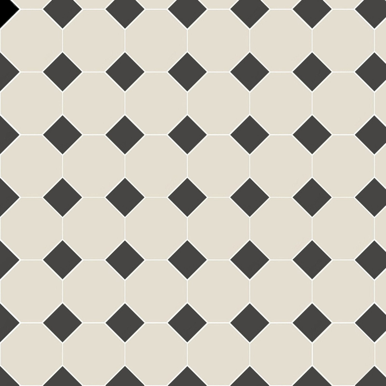 Beige and black diamond patterned hexagonal floor tiles from chesterfield black and dover white collection