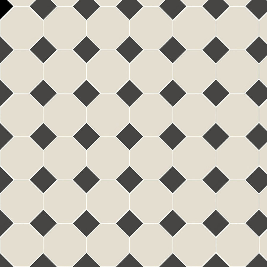 Beige and black diamond patterned hexagonal floor tiles from chesterfield black and dover white collection