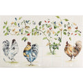 Chicken coop 40 tile panel decorative ceramic tile mural with hand-painted roosters birds and berry vines on cream background