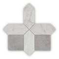 White and gray marble mosaic tile chiesa grey with a cross like geometric pattern for elegant wall or floor decor