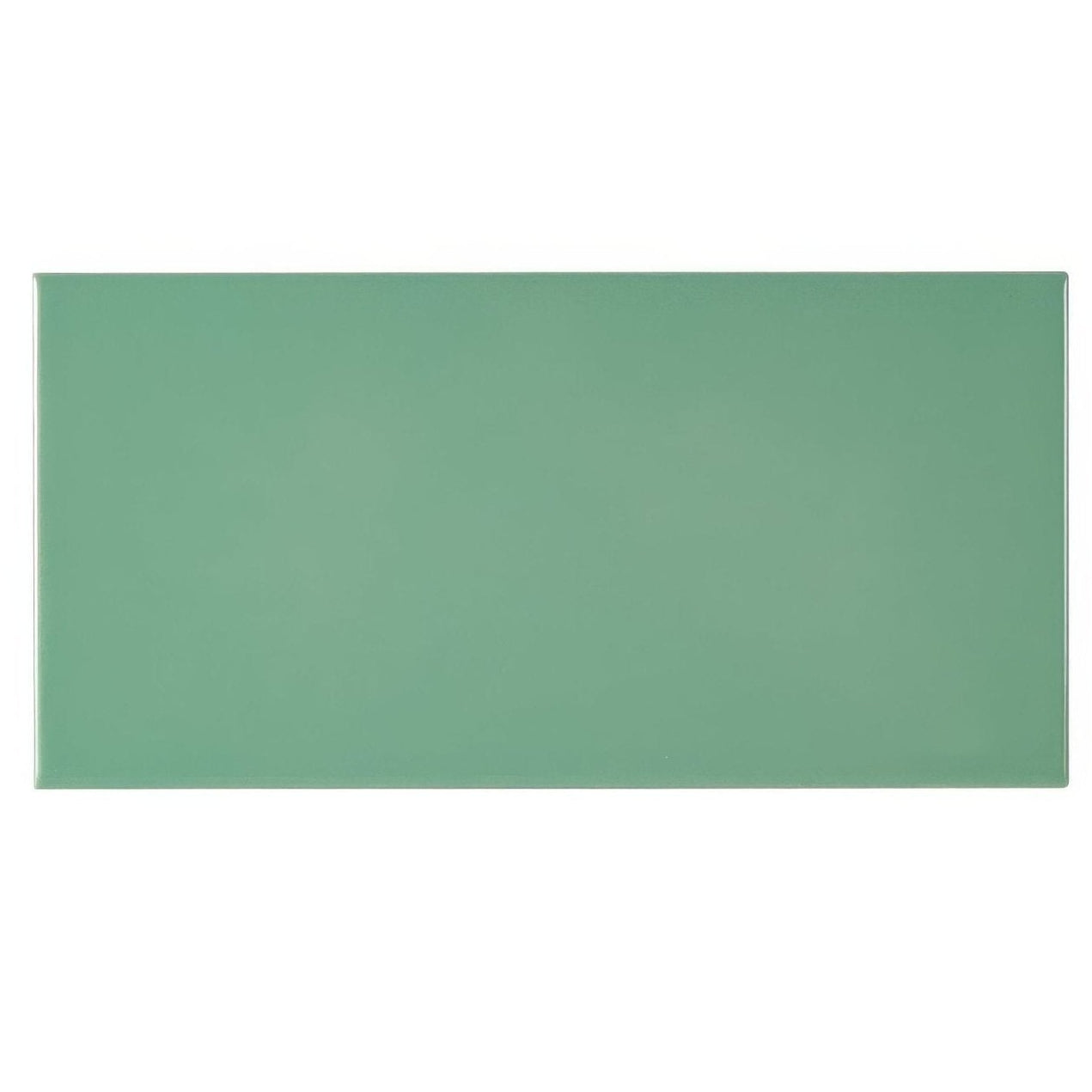 Cinema Lincoln rectangle glazed tile with a sleek glossy sage green ceramic finish