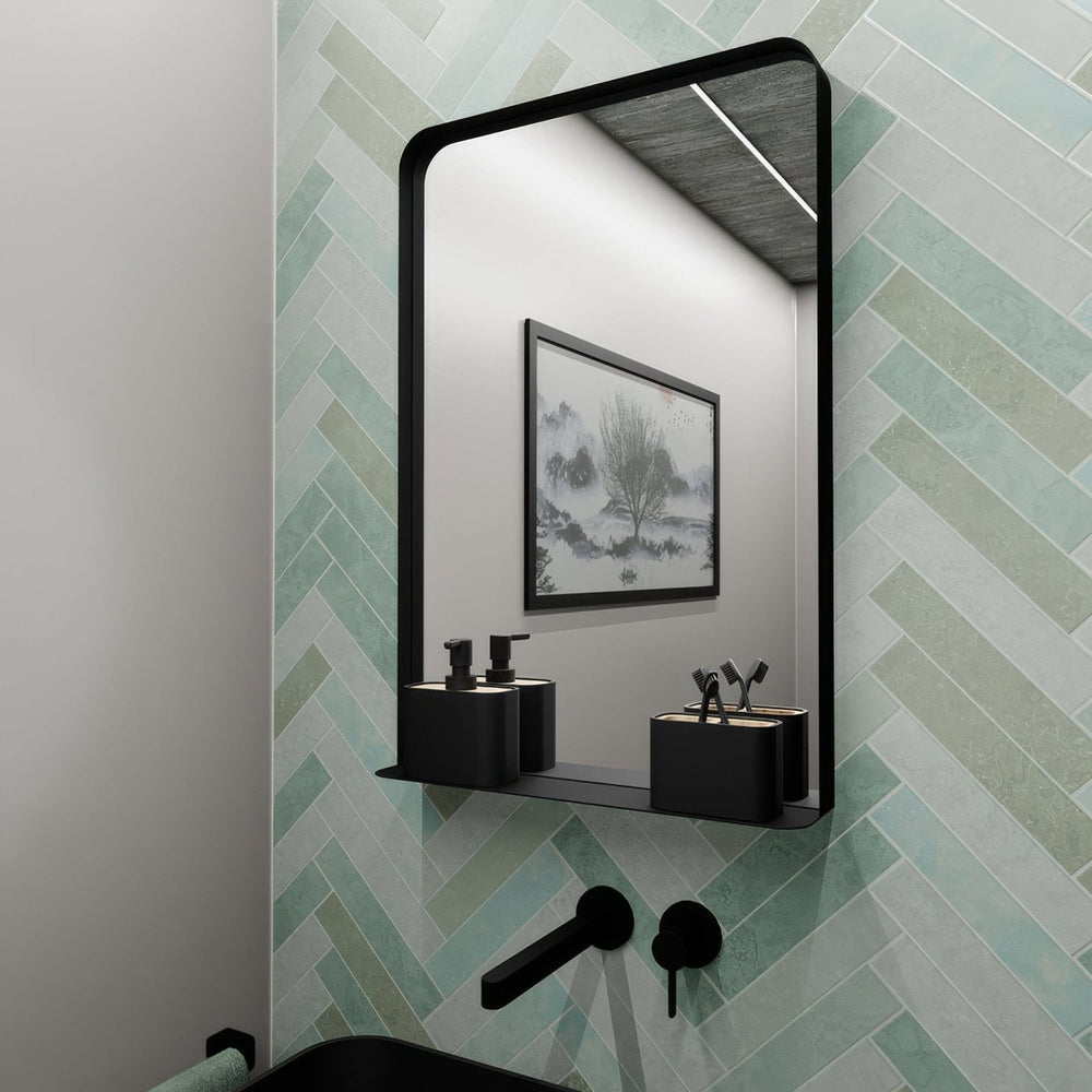 City Mirror with Shelf 50 Black