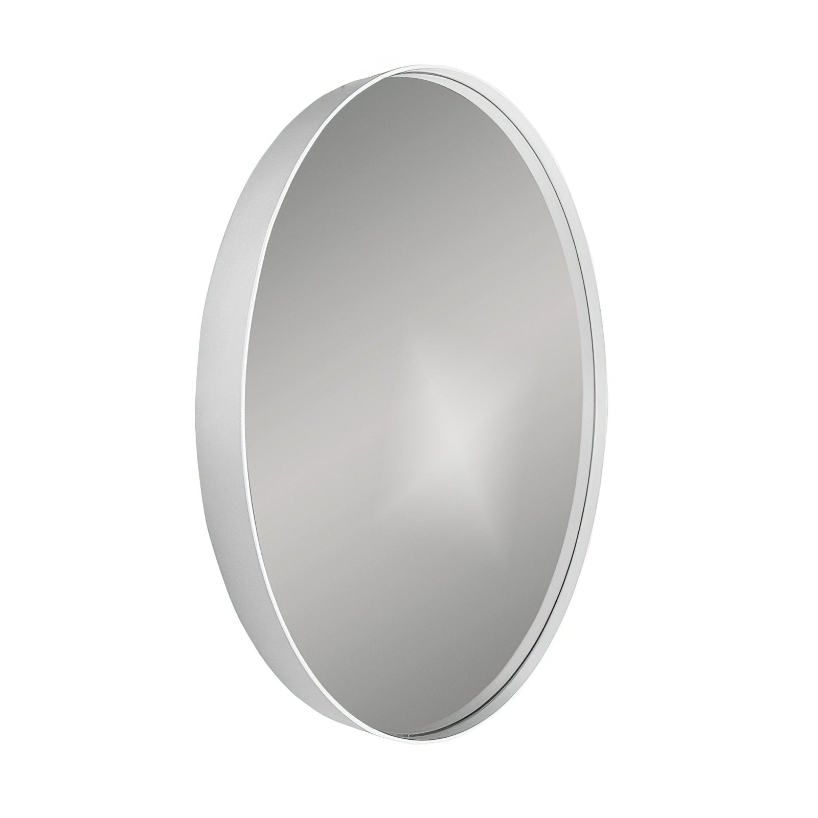 City round mirror 75cm with a sleek minimalist silver frame and circular design for modern decor