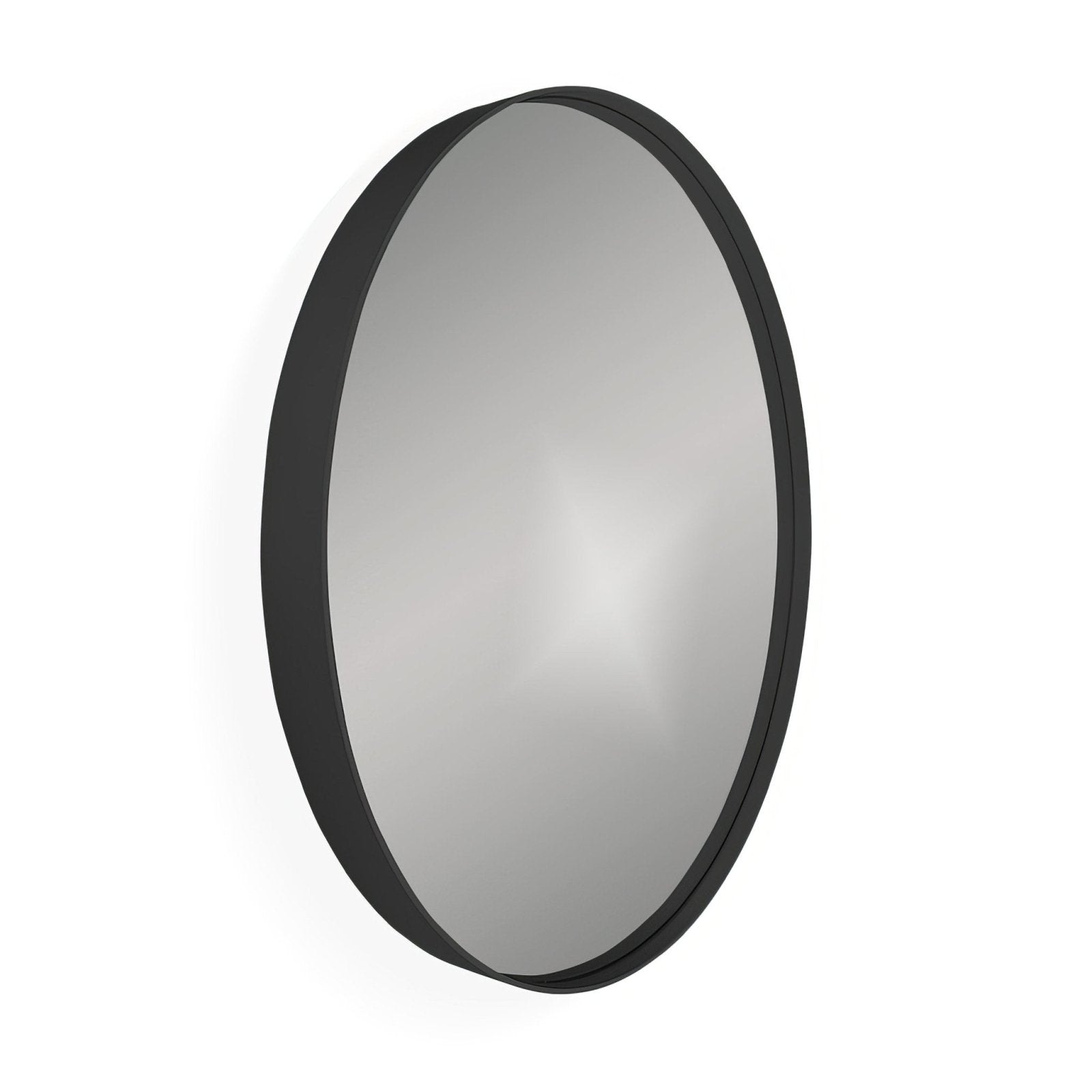 Black oval city round mirror 80cm with a sleek minimalist frame for modern home decor