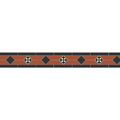 Terracotta and black ceramic tile border with diamond-shaped motifs from clare black red and gordon collection