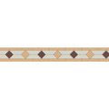 Clare Brown old London and Dover White decorative tile strip with dark brown and beige diamond tiles and tan borders