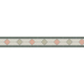 A decorative border tile featuring alternating pink and beige diamond shapes in clare carnation pink and chester mews