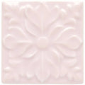 Clare Hampstead off-white ceramic tile with embossed floral design featuring raised petals and a central circular motif