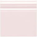 Clare skirting soft blush pink ceramic tile with a smooth glossy finish and subtle horizontal ridges on the top edge