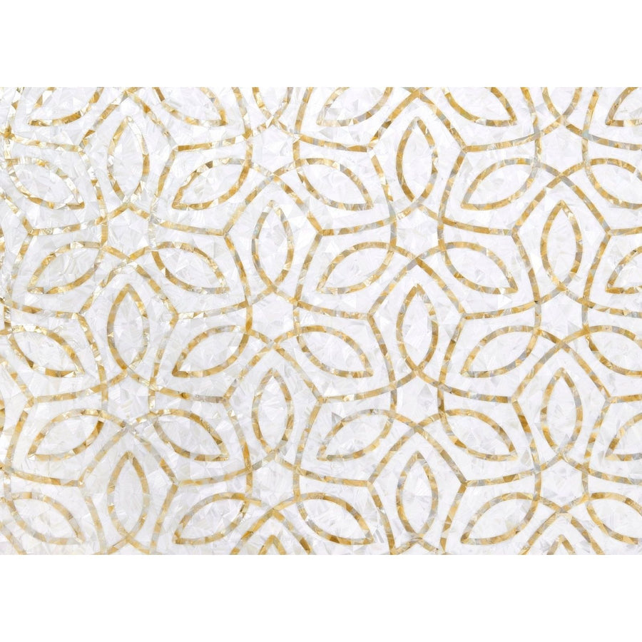 White and gold mosaic tile clematis golden promise with intricate geometric pattern for decorative surfaces