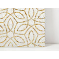 Clematis Golden Promise white and gold mosaic tile with intricate interlocking leaf patterns for decorative use
