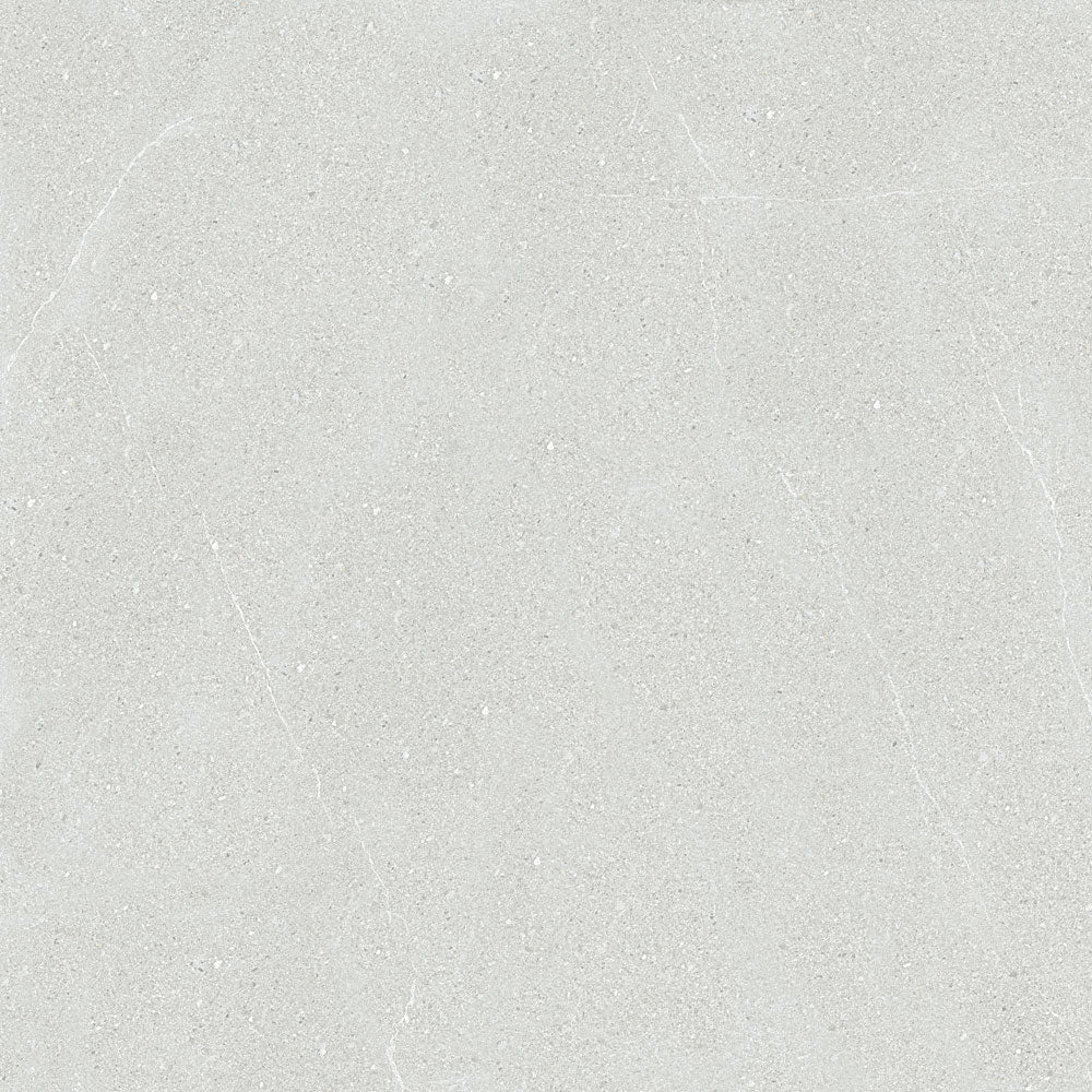Light gray ceramic tile cleveland 1833 pearl matt with subtle white veining and matte finish for flooring and walls