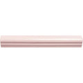 A sleek glossy pink ceramic clover ogee moulding baseboard with a smooth curved profile