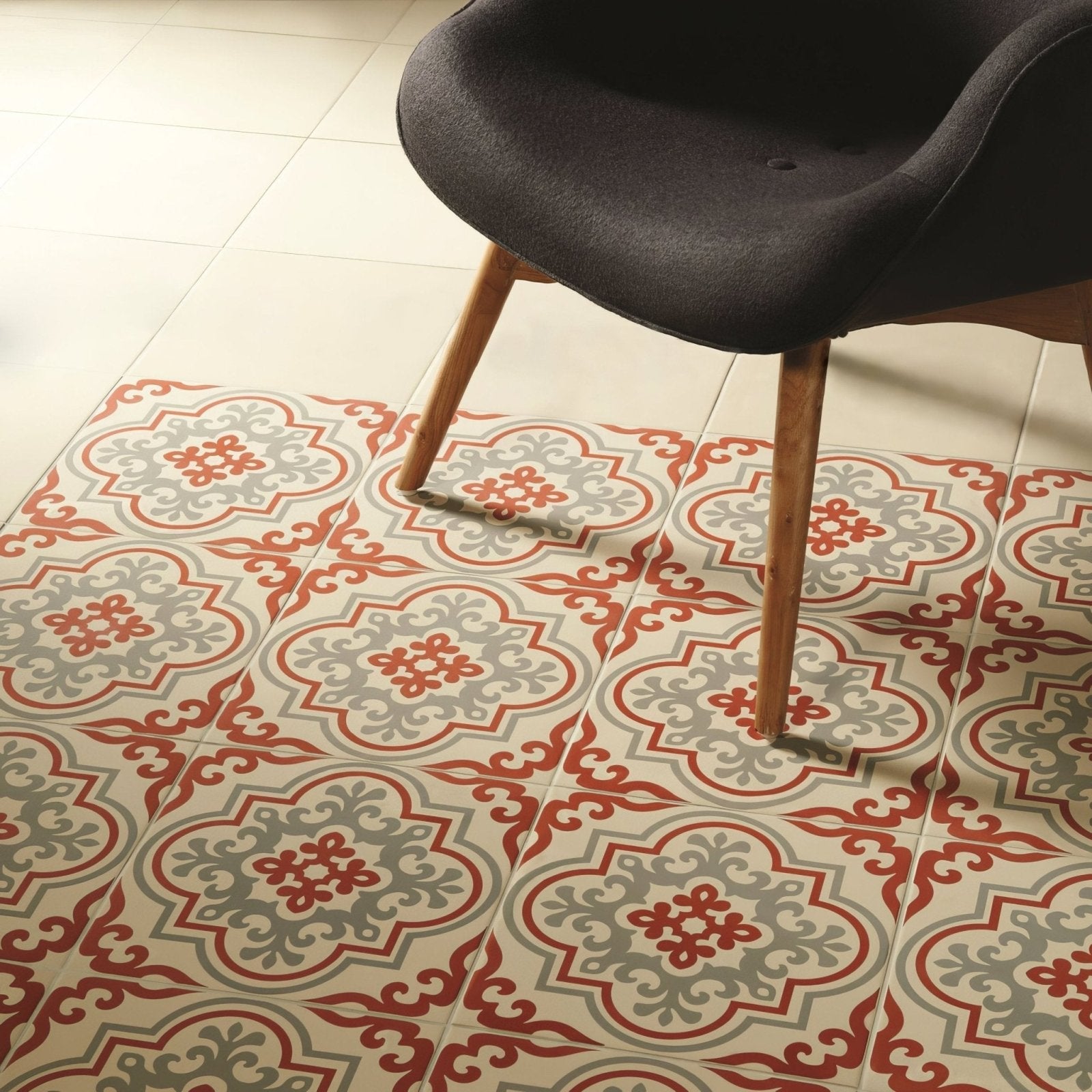 Co-ordinating Plain Colour Tile White shown as flooring