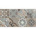 Vintage-inspired codec cementine random mix matt decor mosaic tile panel with geometric floral patterns in soft blue beige and gray