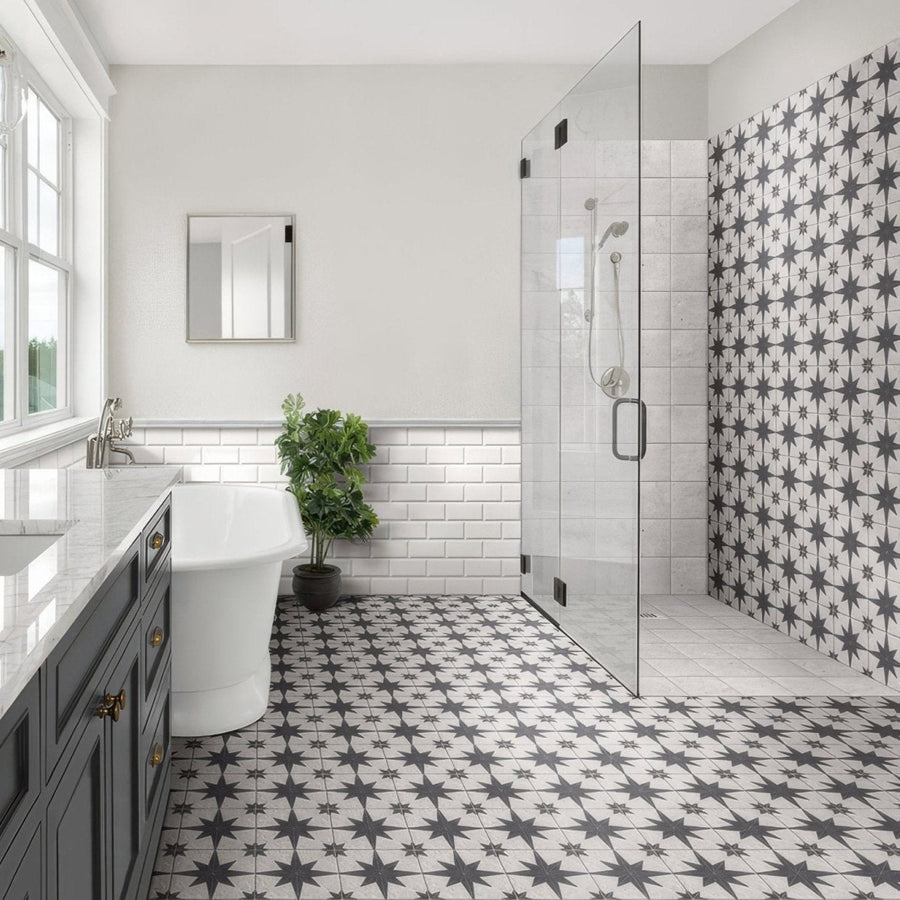 Compass White Wall & Floor Tile 20x20cm