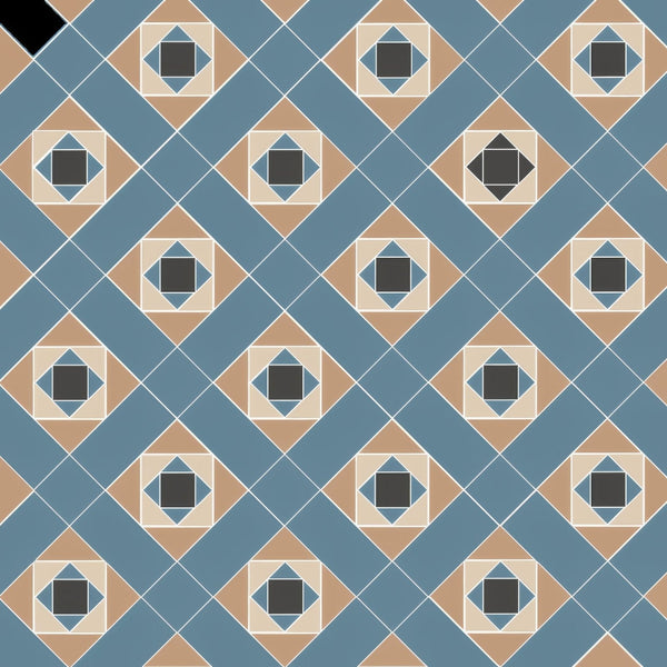Blue and Buff Ceramic Floor Tile