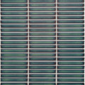 Teal and green glazed ceramic mosaic tile with subtle texture from the Copenhagen Kit Kat Dark Green Mosaic collection