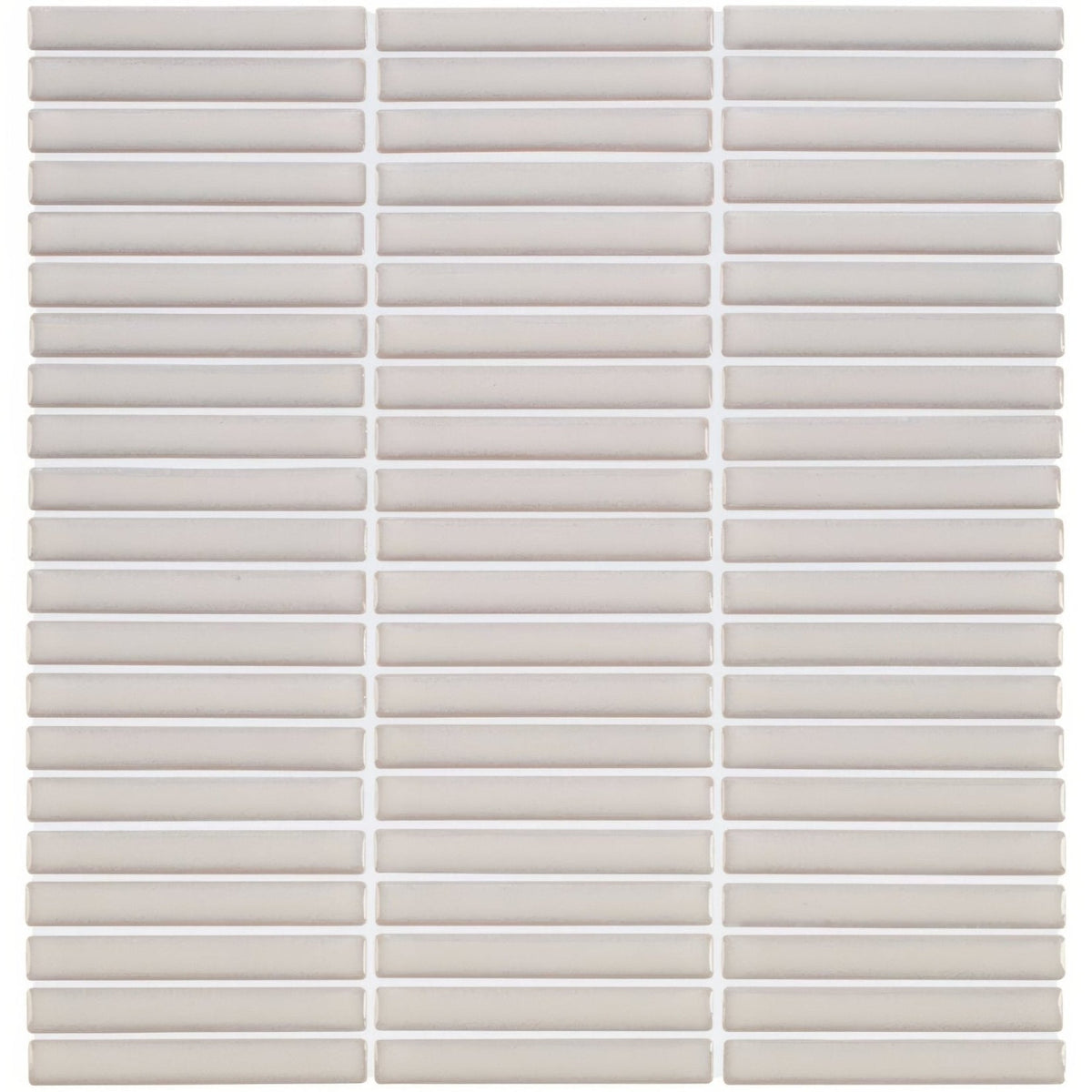White rectangular glass mosaic tile with a smooth glossy finish from copenhagen kit kat white mosaic collection