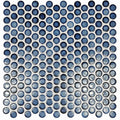 Copenhagen penny round blue mosaic glass tile with speckled glossy finish for decorative wall surfaces