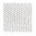 Clear circular glass mosaic tiles in a grid pattern from copenhagen penny round white mosaic collection