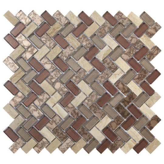 Copper Herringbone Glass & Stone Mosaic - alternate view