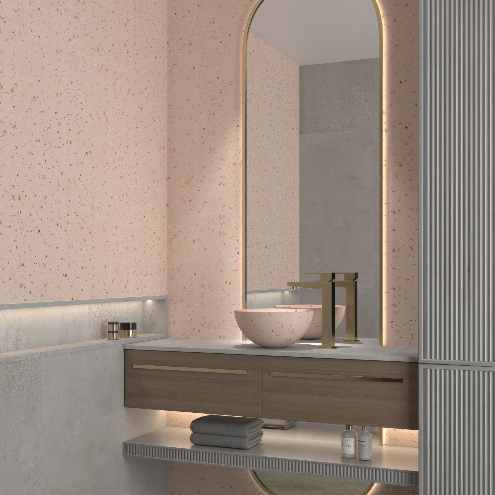 Coral Fragment 20x20cm pink terrazzo-effect tile
