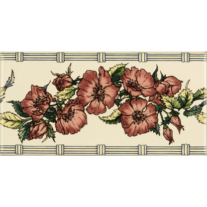 Corded Poppies Red Classical Decorative Border on County White