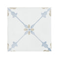 White ceramic cordoba decor 1 hand painted tile with delicate blue and beige floral pattern