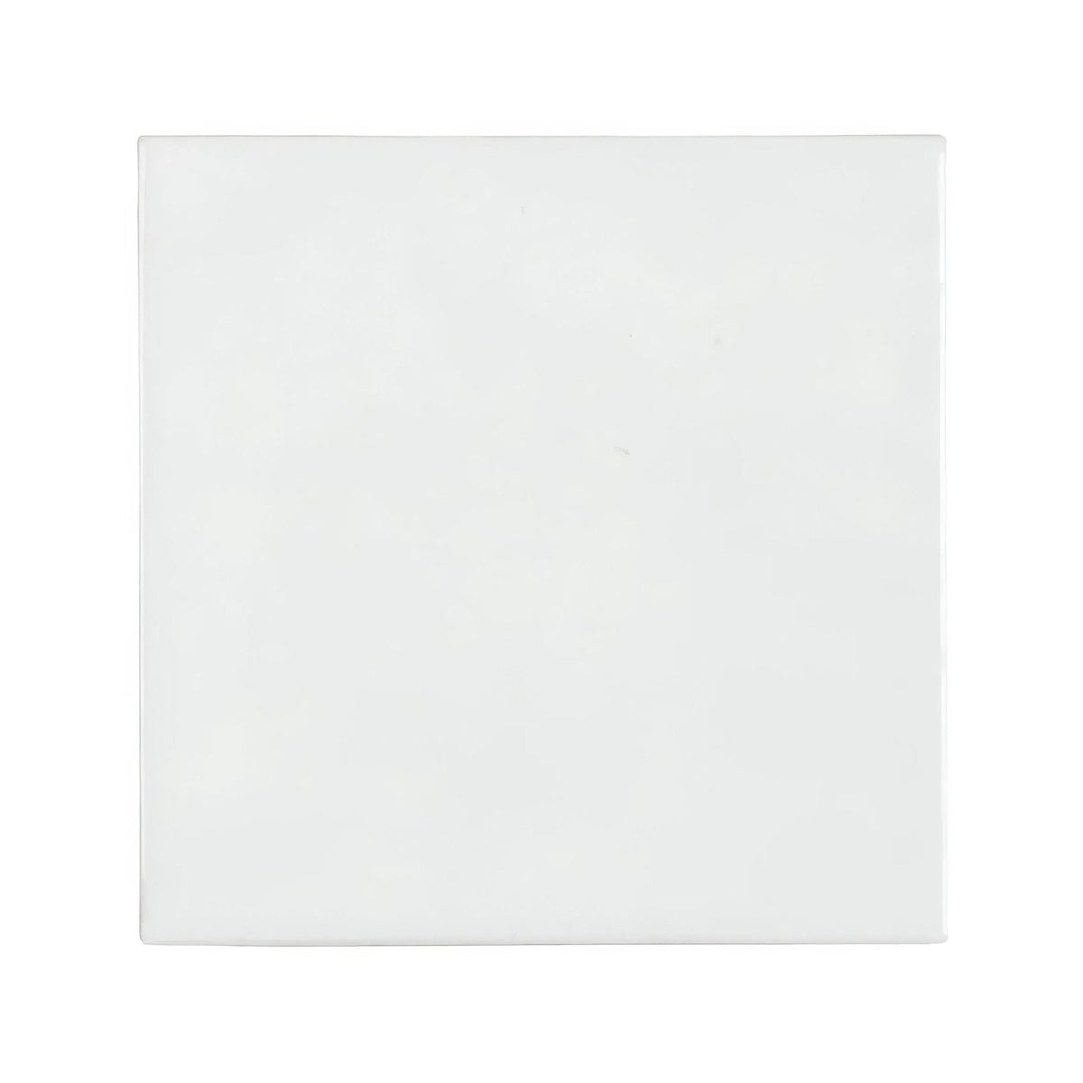 A sleek square white ceramic cordoba drift glazed tile with a smooth glossy finish on the front side