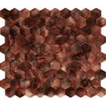 Corten 26 x 30.2cm copper-toned hexagonal mosaic tile with brushed metallic finish for decorative surfaces