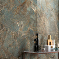 Cosmopolitan amazzonite lappato blue green marble wall tiles with golden veining 80 x 80cm