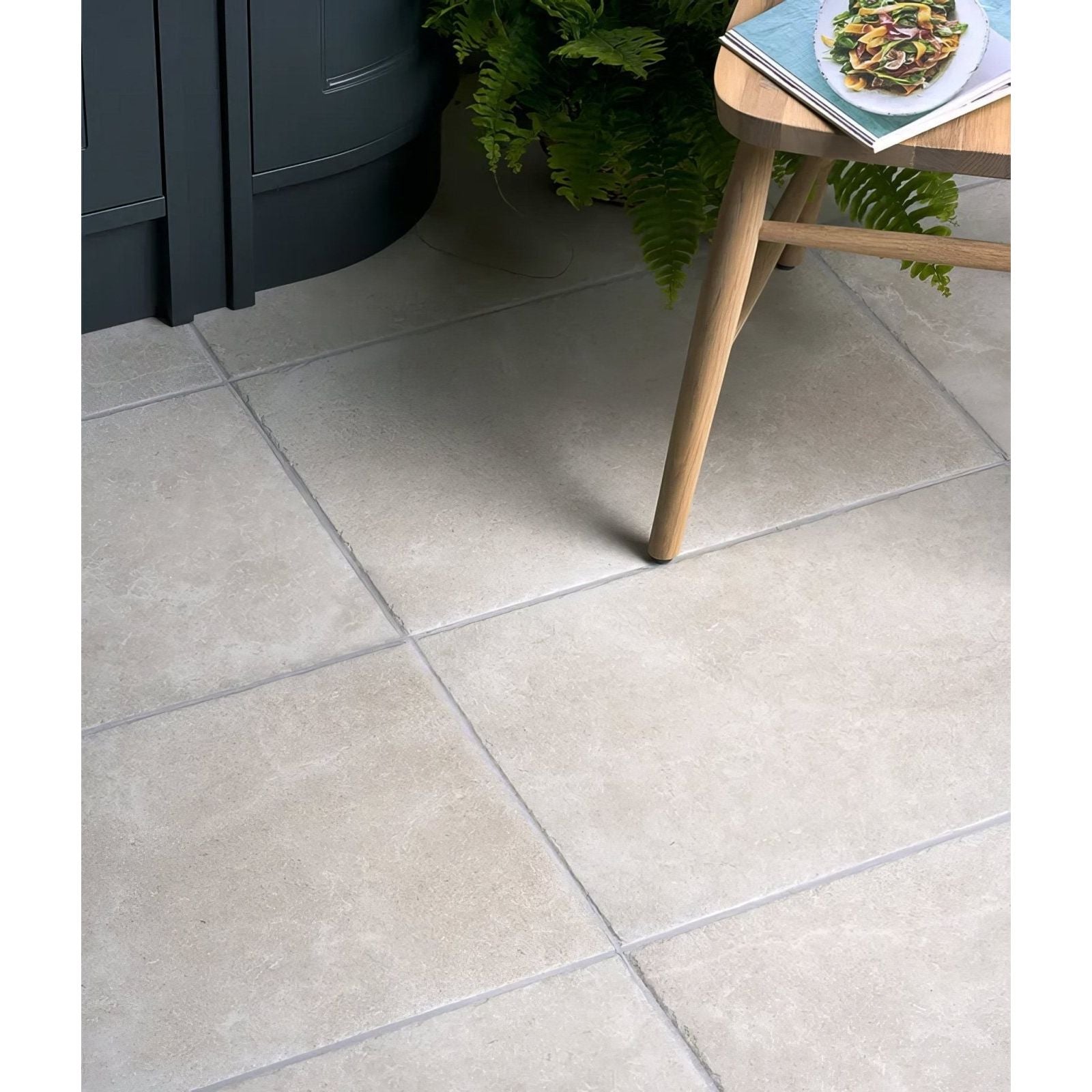 Beige stone-effect porcelain floor tiles cotehele porcelain sand 40 x 60cm with subtle natural veining