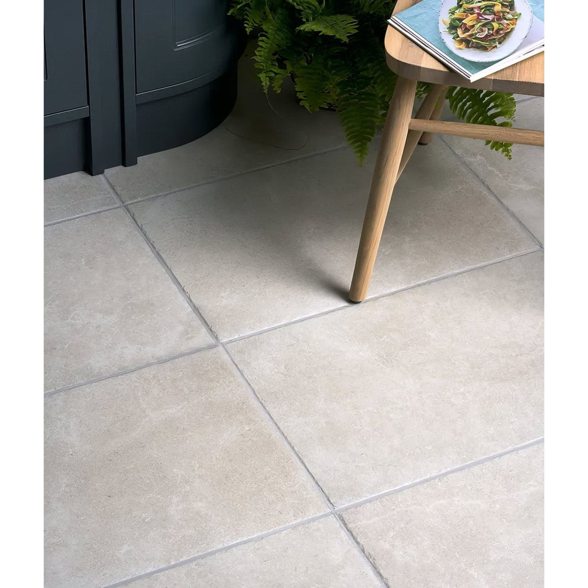 Beige stone-effect porcelain floor tiles cotehele porcelain sand 40 x 60cm with subtle natural veining