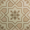 Beige and taupe geometric tile with a central floral motif from cotehele taupe on chalk collection