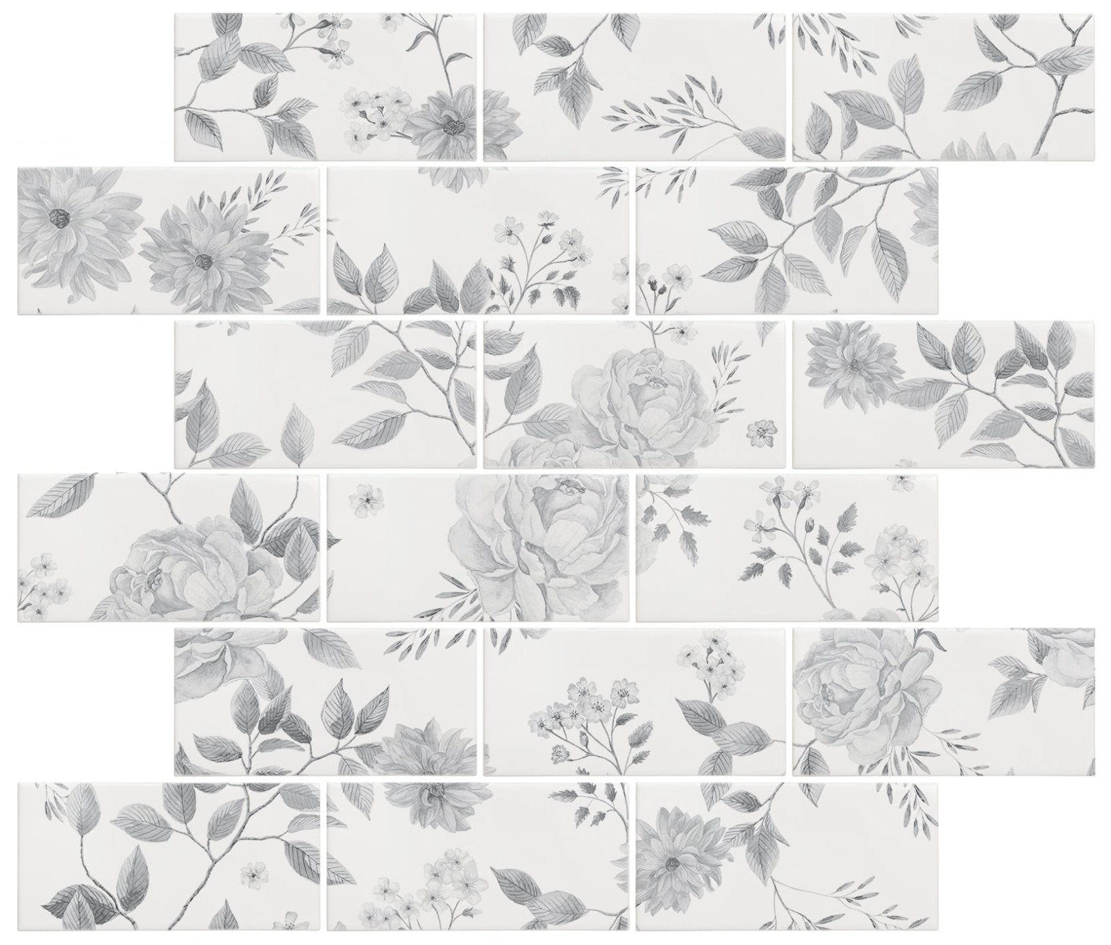Cottage Garden Grey 18 Tile Panel