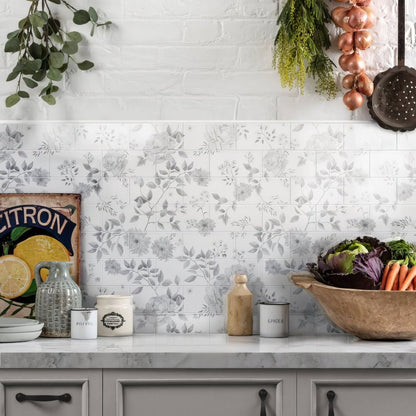 Cottage Garden Grey 18 Tile Panel