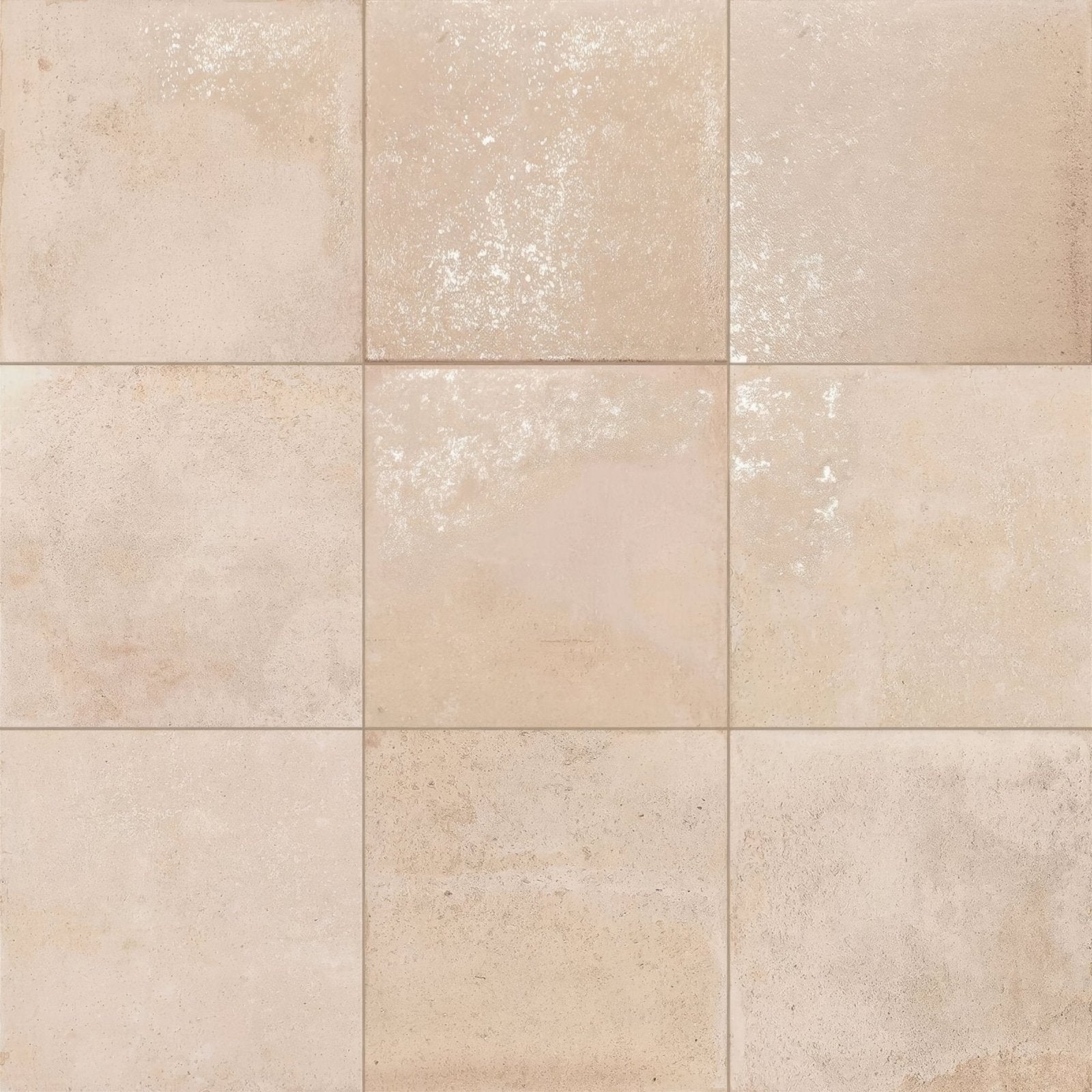 Beige cotto blanc terracotta effect stone tiles with subtle speckled texture and glossy finish for flooring and walls