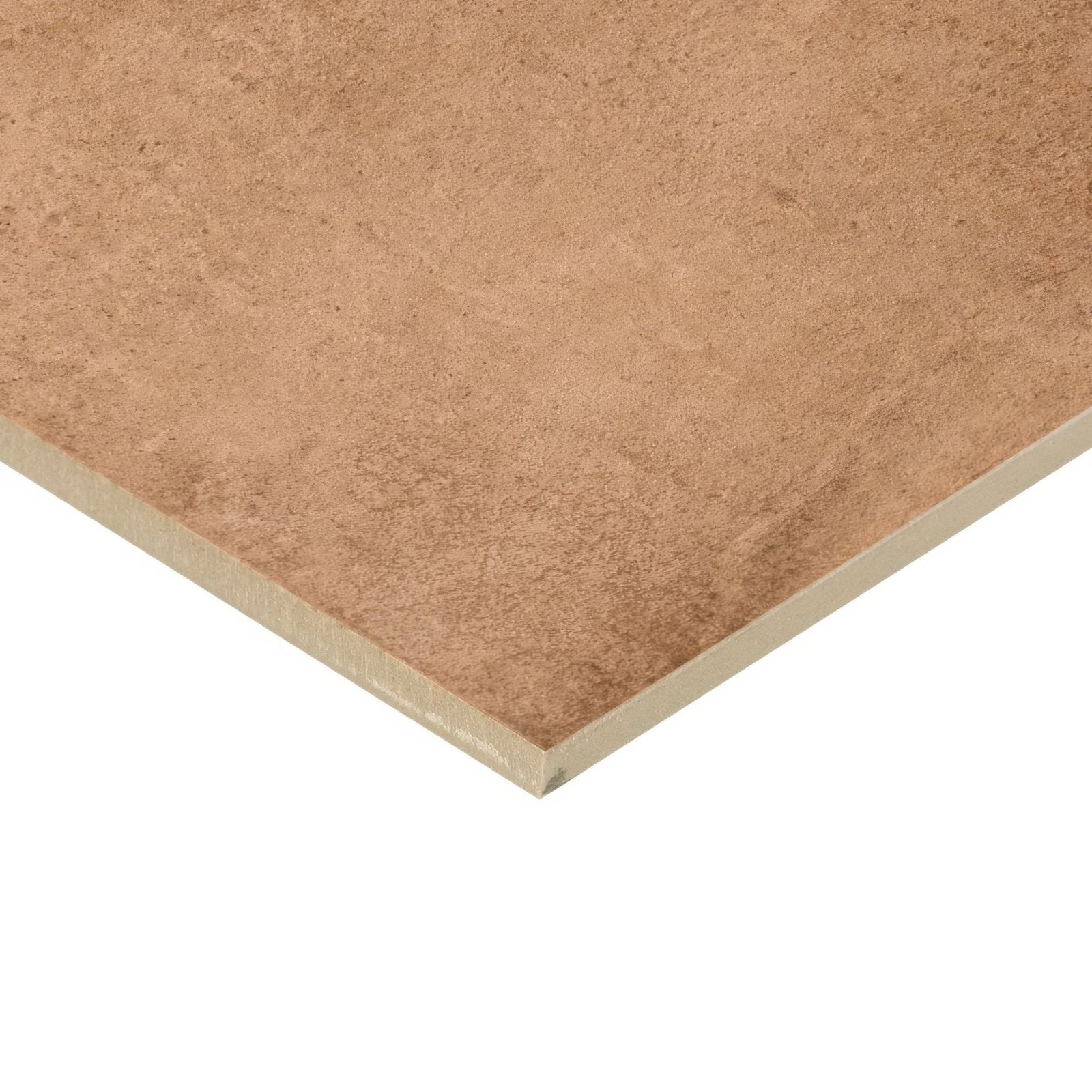 Tan textured cotto cuero terracotta effect tile with subtle speckled surface and light-colored edges for flooring