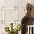 Country delft beatrix rustic wooden cutting board with natural weathered finish and rope handle for kitchen use