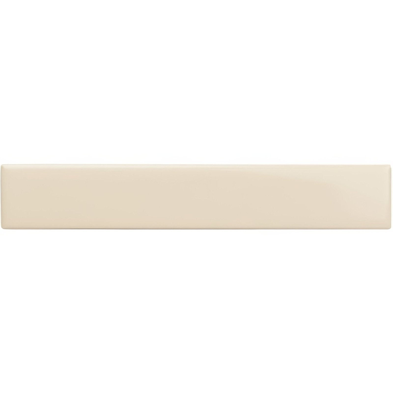 Cream-colored county white rectangle ceramic tile with smooth glossy finish and rectangular shape