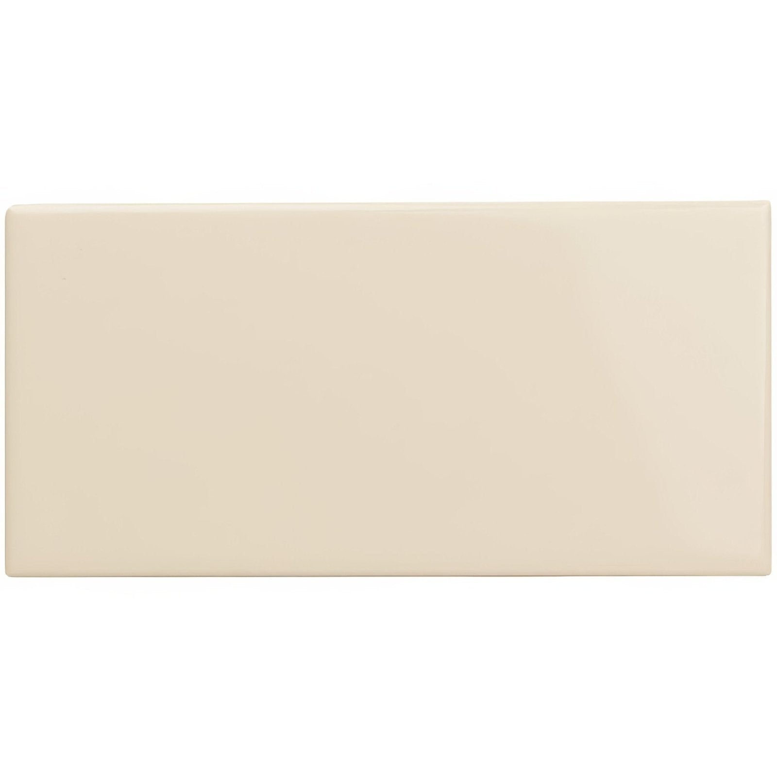 Cream-colored rectangular ceramic tile with a smooth glossy finish from the County White Rounded Long Edge collection